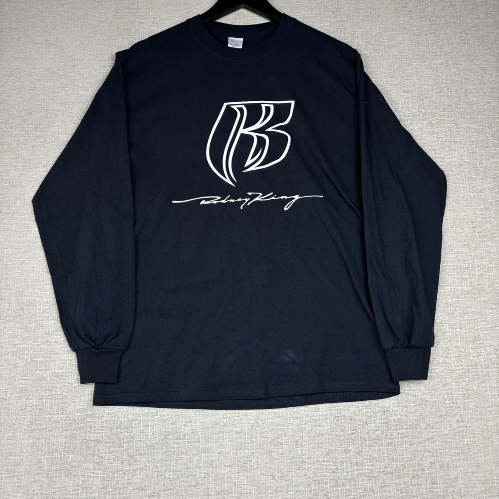 Rodney King Long Sleeve Graphic T-Shirt Mens Medium Black Gildan Ultra Cotton RK